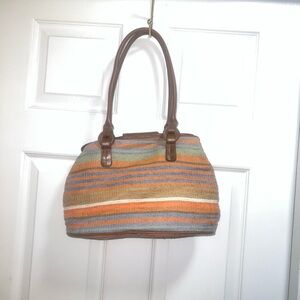 Striped Brown and Multicolor‎ Women's Bag